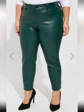 torrid Forest Green Faux Leather Ankle Pants